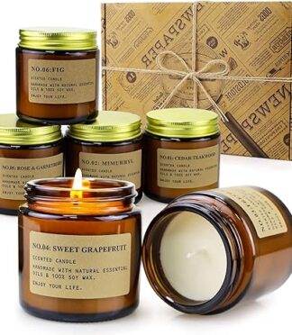 Soy Wax Long Lasting Amber Jar of 6 Pack Candles
